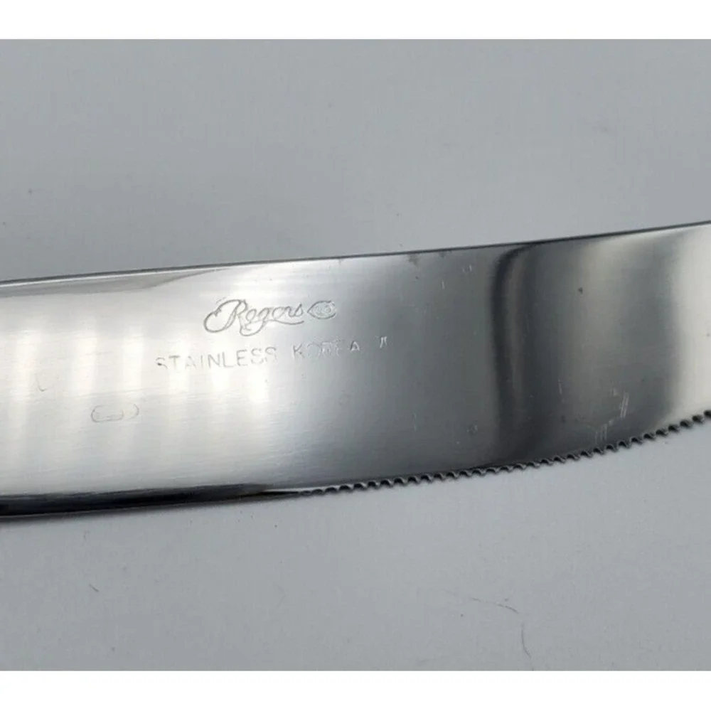 Rogers Co Stanley Roberts Kings Berry Pattern Stainles Dinner Knife Butter Korea